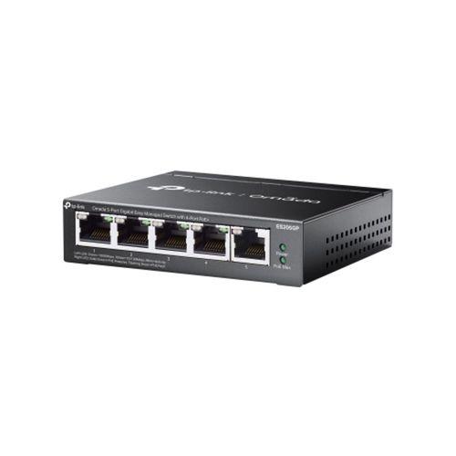 OMADA ES205GP, 5 Port Gigabit,  4 Port Gigabit PoE+, 65W, Yönetilebilir, Metal Kasa Masaüstü/Vesa Switch