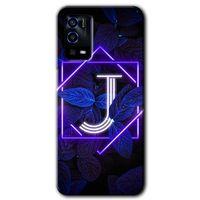 Oppo A55 Kılıf HD Desen Baskılı Arka Kapak - Dark Neon Yaprak J Harfi