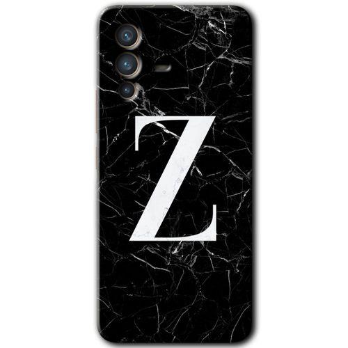 Vivo V23 5G Kılıf HD Desen Baskılı Arka Kapak - Siyah Mermer Desenli Z Harfi + Kırılmaz Cam