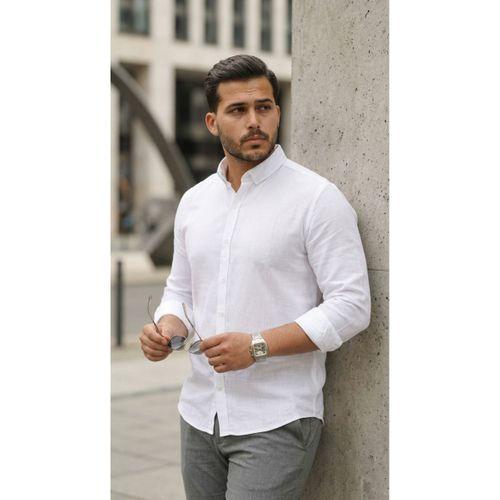 Erkek Uzun Kollu Rahat Keten Gömlek