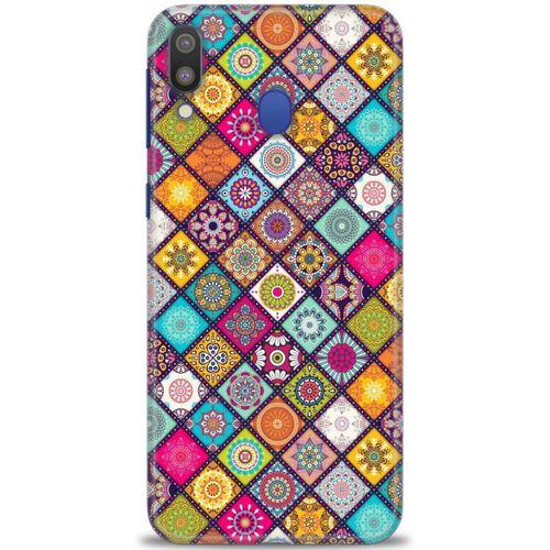 Samsung Galaxy M20 Kılıf HD Baskılı Kılıf - Renkli Mozaik + Tam Ekran Koruyucu
