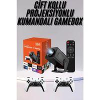 Çift Kollu Game Box Projeksiyon Cihazı Kumandalı Android Tv Dahili Hoparlör