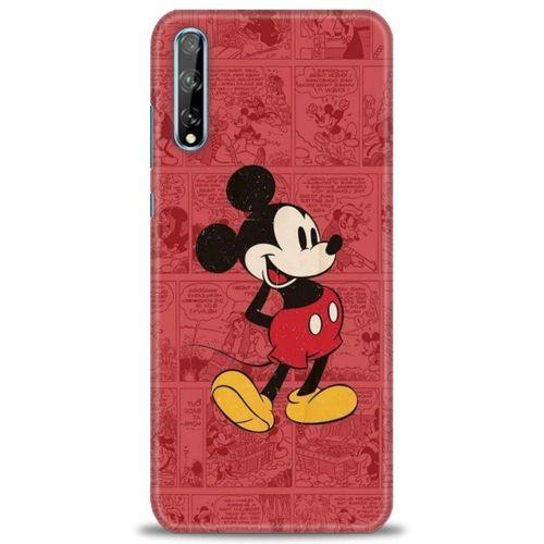 Huawei Y8P Kılıf HD Baskılı Kılıf - Kırmızı Mickey + Tam Ekran Koruyucu