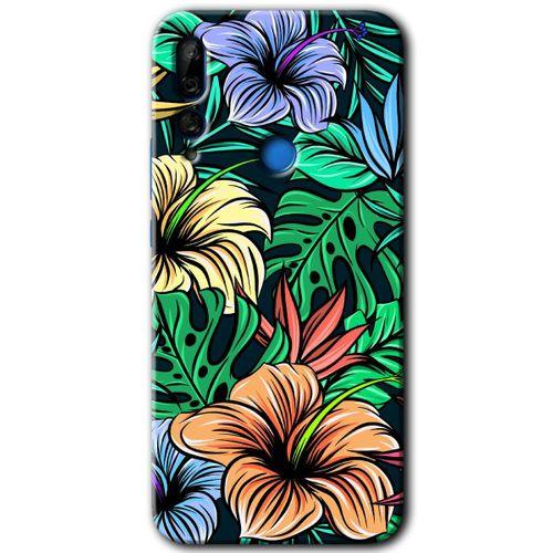 Huawei Y9 Prime 2019 Kılıf HD Desen Baskılı Arka Kapak - Hibiscus Flowers + Kırılmaz Cam