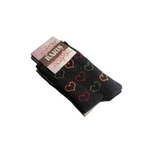 Barış Kalp Desenli Likralı Kadın Soket Çorap 1 Adet