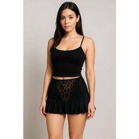 Dantel Detaylı Pileli Mini Etek