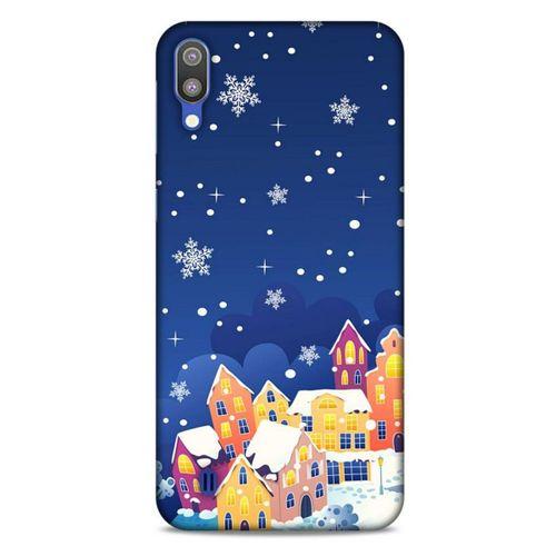 Samsung Galaxy M10 Kılıf Snowix (27) Tasarımlı Kılıf Turuncu Lacivert