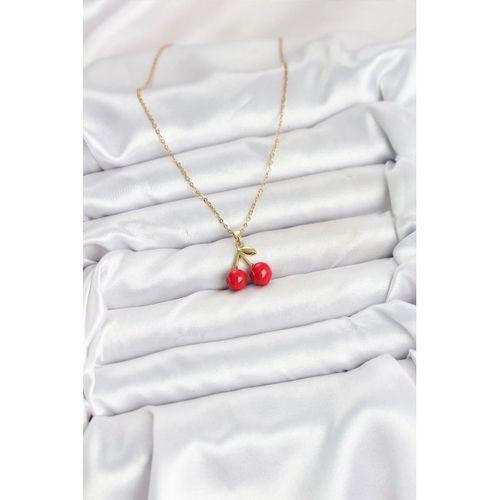 316L Çelik Zincir Gold Renk Kiraz Model Kadın Kolye