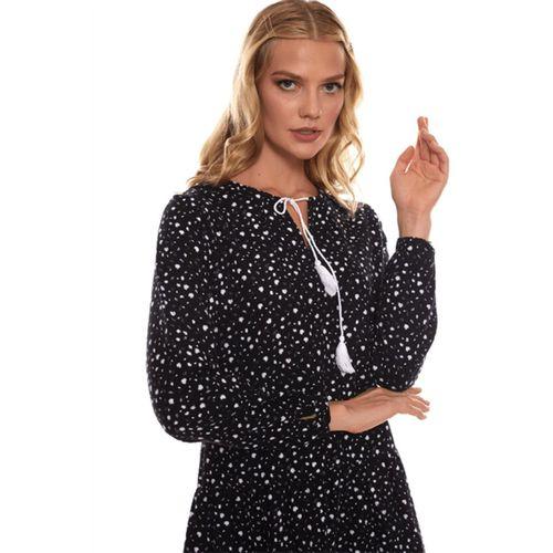 Beyaz Uzun Kol Pazen Püskül Yaka Kısa Elbise