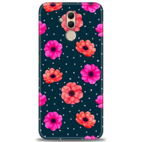 Huawei Mate 20 Lite Kılıf HD Baskılı Kılıf - Puantiye ve Çiçekler + Tam Ekran Koruyucu
