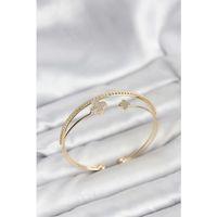 Yonca Model Pirinç Gold Renk Kadın Bileklik