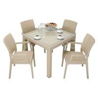 Mandella Elit Rattan 90x90 Elit Koltuk Camlı Masa Takımı ÇÖLBEJİ