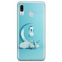 Samsung Galaxy A40 Kılıf Masa Lambası Mavi Arka Kapak Koruma Desenli Full Koruyucu