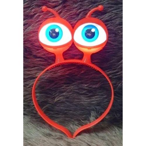 Led Işıklı & Pilli Uzaylı Göz Parti Tacı Kırmızı Renk