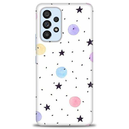 Samsung Galaxy A73 5G Kılıf HD Baskılı Kılıf - Yıldız ve Daireler + Tam Ekran Koruyucu