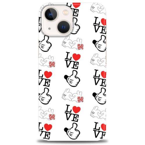 iPhone 14 Kılıf HD Baskılı Kılıf - Love Mickey + Tam Ekran Koruyucu