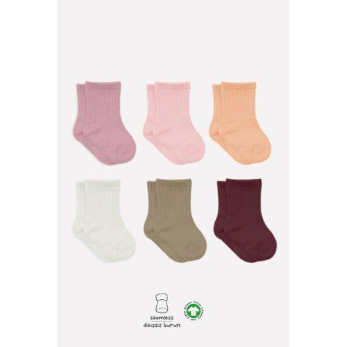 Bistyle Bistyle Mix Penye Soket Çorap 6'Lı BS10101M Gül Kurusu