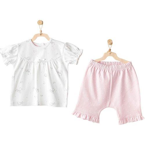 Andywawa AC25631 Cuddly Bunny Bear 2'Li Bebe Takım Pink