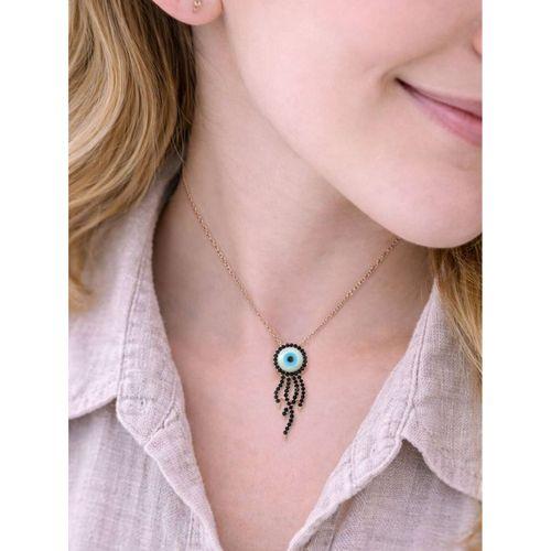 Gözlü Sedef Taşlı Denizanası Kadın Gümüş Kolye