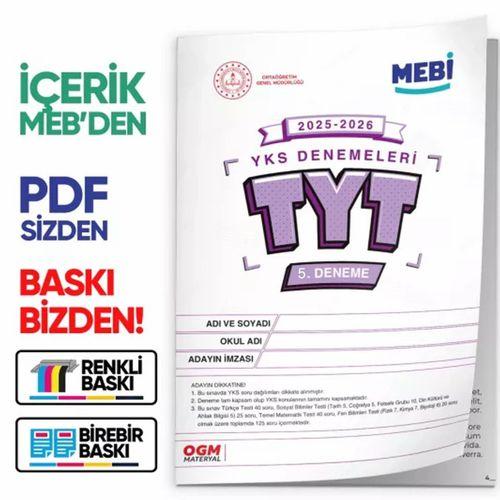 2026 ÖSYM YKS-TYT MEB ONLİNE Türkiye Geneli 5  Deneme  Büyük Boy Renkli BASKI ÜCRETİ
