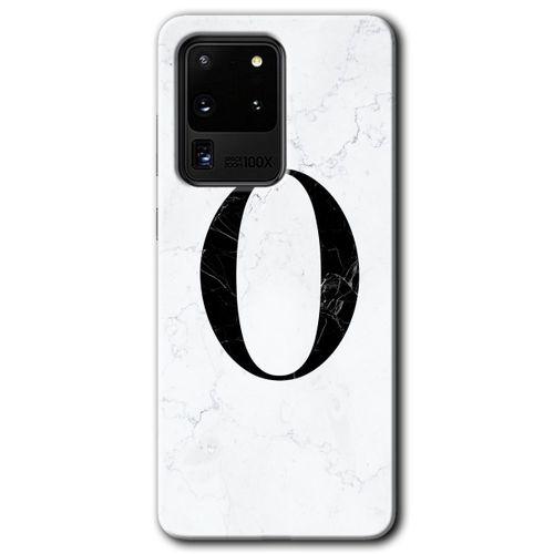 Samsung Galaxy S20 Ultra Kılıf HD Desen Baskılı Arka Kapak - Beyaz Mermer Desenli O Harfi