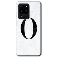 Samsung Galaxy S20 Ultra Kılıf HD Desen Baskılı Arka Kapak - Beyaz Mermer Desenli O Harfi