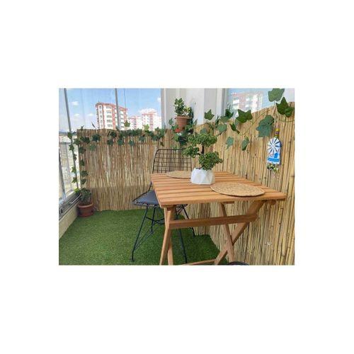 HasırKamış 1m X 5m Hasır Kamış Çit Bambu Gölgelik Bahçe Dekor Misina Örgü Kamış Hasır Doğal