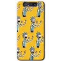 MRCİLETİSİM MRCİLETİSİM Samsung Galaxy A80 Kılıf HD Desen Baskılı Arka Kapak + Temperli Cam - Rick Felsefesi