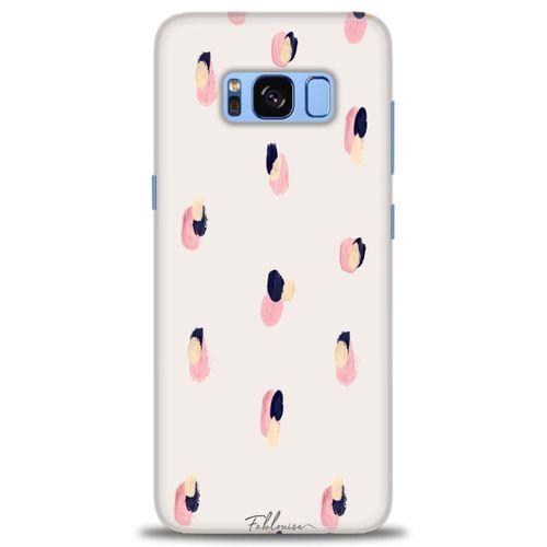 Samsung Galaxy S8 Kılıf HD Baskılı Kılıf - Pembe Lacivert + Tam Ekran Koruyucu