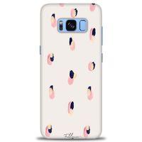 Samsung Galaxy S8 Kılıf HD Baskılı Kılıf - Pembe Lacivert + Tam Ekran Koruyucu