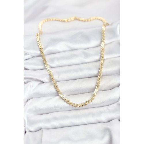 Pirinç Gold Renk Yassı Zincir Kadın Kolye