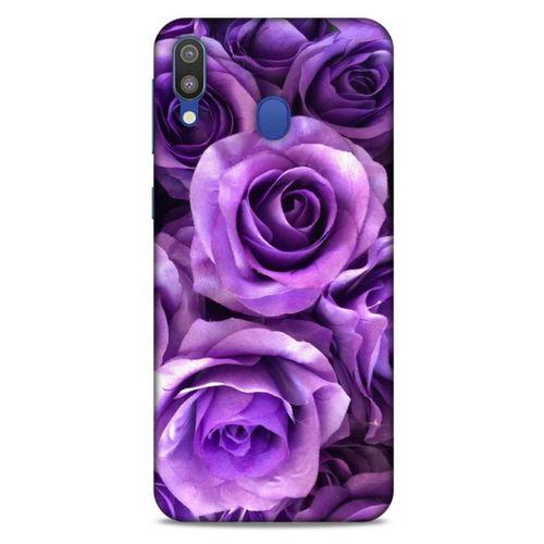 Samsung Galaxy M20 Uyumlu Kılıf Mor Delisi (40) Fit Silikon Kılıf Büyük Güller