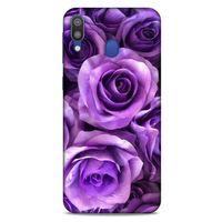 Samsung Galaxy M20 Uyumlu Kılıf Mor Delisi (40) Fit Silikon Kılıf Büyük Güller