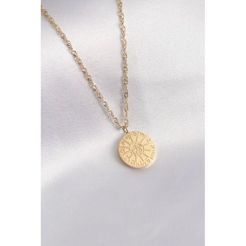 316L Çelik Gold Renk Burçlar İşleme Kadın Kolye