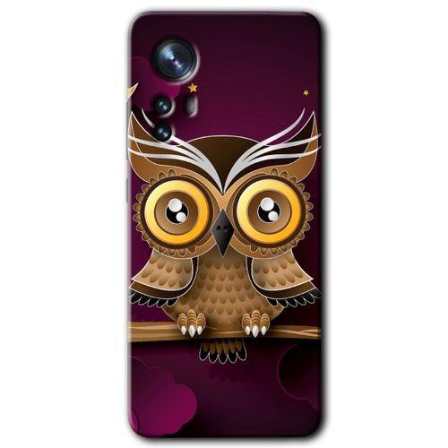 Xiaomi Mi 12 Pro HD Baskılı Kılıf + 9D Tam Ekran Koruyucu - Owl Bird Branch