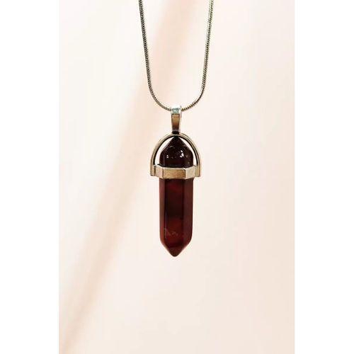 Granit Doğal Taşı Zincirli El Yapımı Tasarımlı Kolye Uç: 3,5 cm Zincir: 20 cm Kutulu