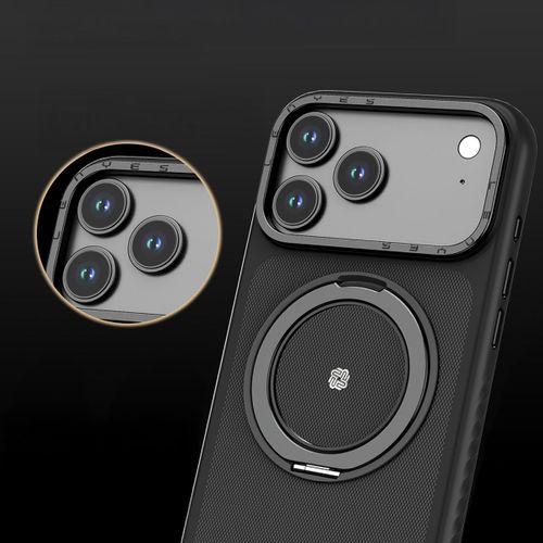 Apple iPhone 17 Pro Max Kılıf M-safe Şarj Özellikli Metal Standlı Lenyes CK225 Kevlar Kapak