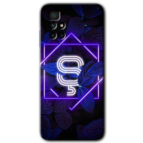 Xiaomi Redmi 10 HD Baskılı Kılıf + 9D Tam Ekran Koruyucu - Dark Neon Yaprak Ş Harfi