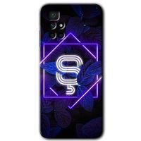 Xiaomi Redmi 10 HD Baskılı Kılıf + 9D Tam Ekran Koruyucu - Dark Neon Yaprak Ş Harfi