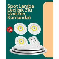 Uzaktan Kumanda İle Kontrol Edilebilen Yapışkanlı 3 Lü Kablosuz Led Spot Lamba