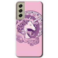 Samsung Galaxy S21 FE Kılıf Baskılı Kapak - Unicorn-Pembe +Tam Ekran Koruyucu