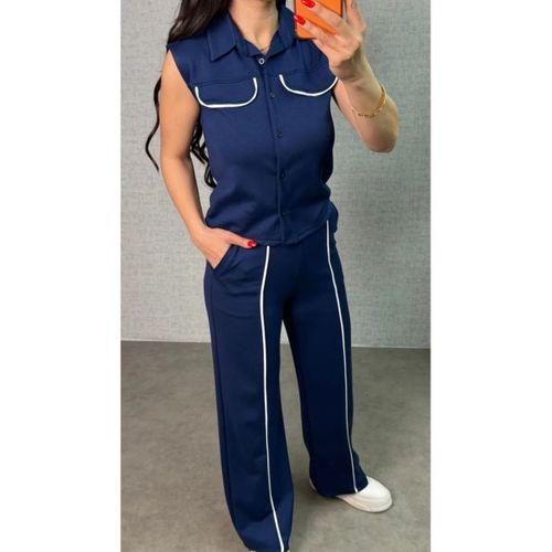 Kadın Biyeli Cep Detay Yelek Ve Pantolon Modal Kumaş Ikili Takım