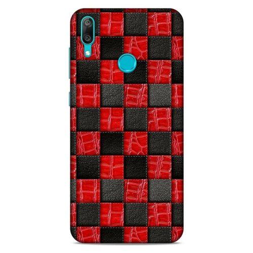 Huawei Y7 Prime 2019 Kılıf Patchwork (47) Crystal Flex Kılıf Siyah Kırmızı