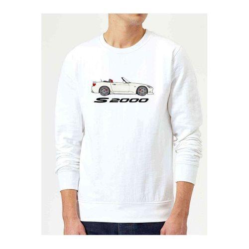 Araba S2000 Baskılı Beyaz Erkek Sweatshirt