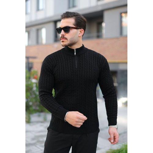 Erkek Örgü Desen Zip Yaka Triko