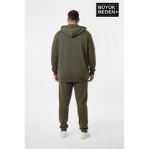 Erkek Büyük Beden Fermuarlı Kapüşonlu Sweatshirt Hırka - Rahat Kalıp SPR26BHR960