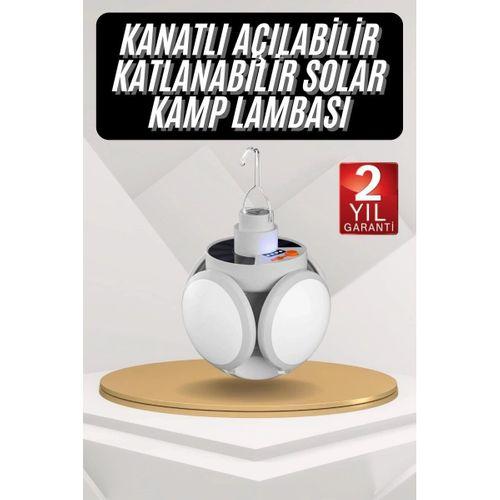 Kamp Lambası Güneş Enerjili Solar 5 Kanatlı Katlanır Lamba Karavan