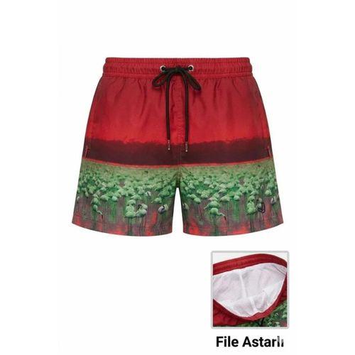 Deniz Şortu Fermuarlı Cepli File Astarlı Hızlı Kuruyan Premium - Kırmızı