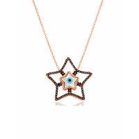 Gözlü Sedef Taşlı Yıldız Kadın Gümüş Kolye