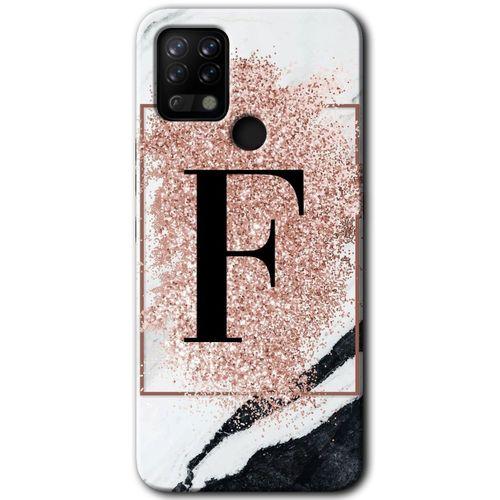 Potkal Hediye Fabrikası Tecno Pova Kılıf HD Desen Baskılı Arka Kapak - Pembe Mermer Desenli C Harfi